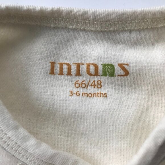 FREE with PURCHASE INTONS newborn boy girl baby 2 piece pajama cream green 3-6mo - Picture 6 of 12